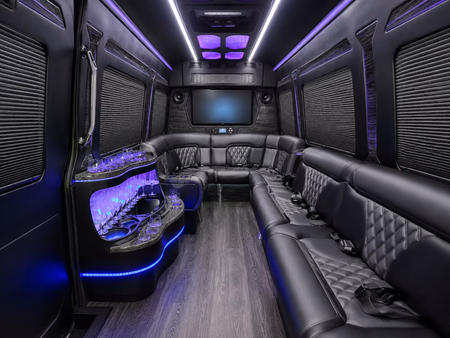marysville 15 passenger party bus inside